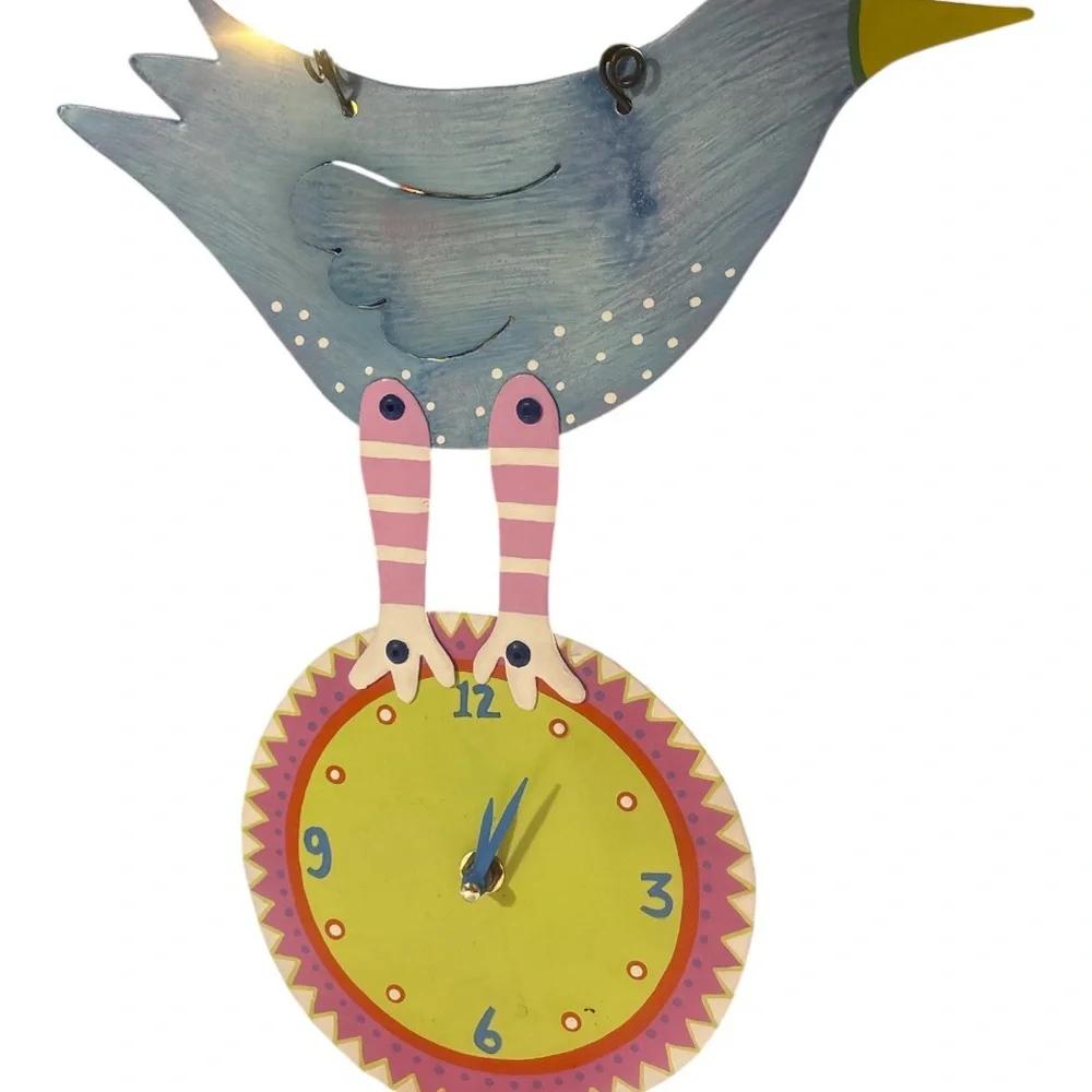 Blue and Yellow Bird Wall Clock - Picture 2 of 5